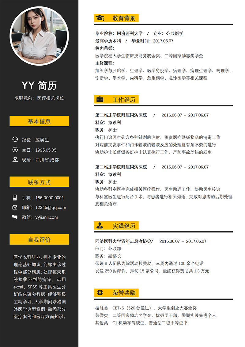 医生个人简历模板 医生个人简历模板