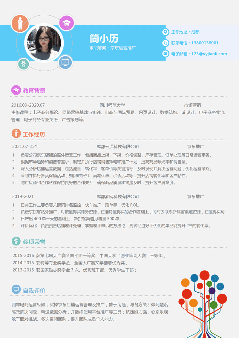 YY简历-京东运营推广简历模板 YY简历-京东运营推广简历模板