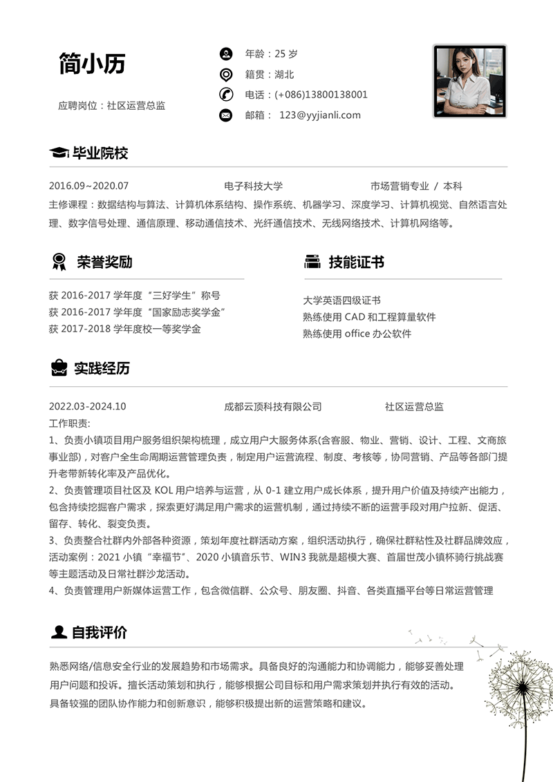 YY简历-社区运营总监简历模板