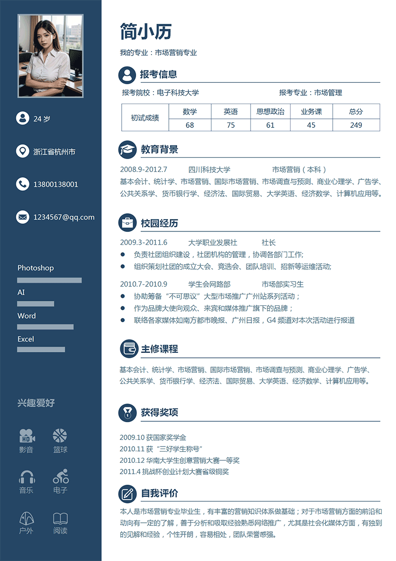 复试考研简历模板 复试考研简历模板